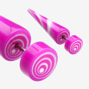 A Pair of Swirl Circles Solid Acrylic Faux Taper Earring-Purple